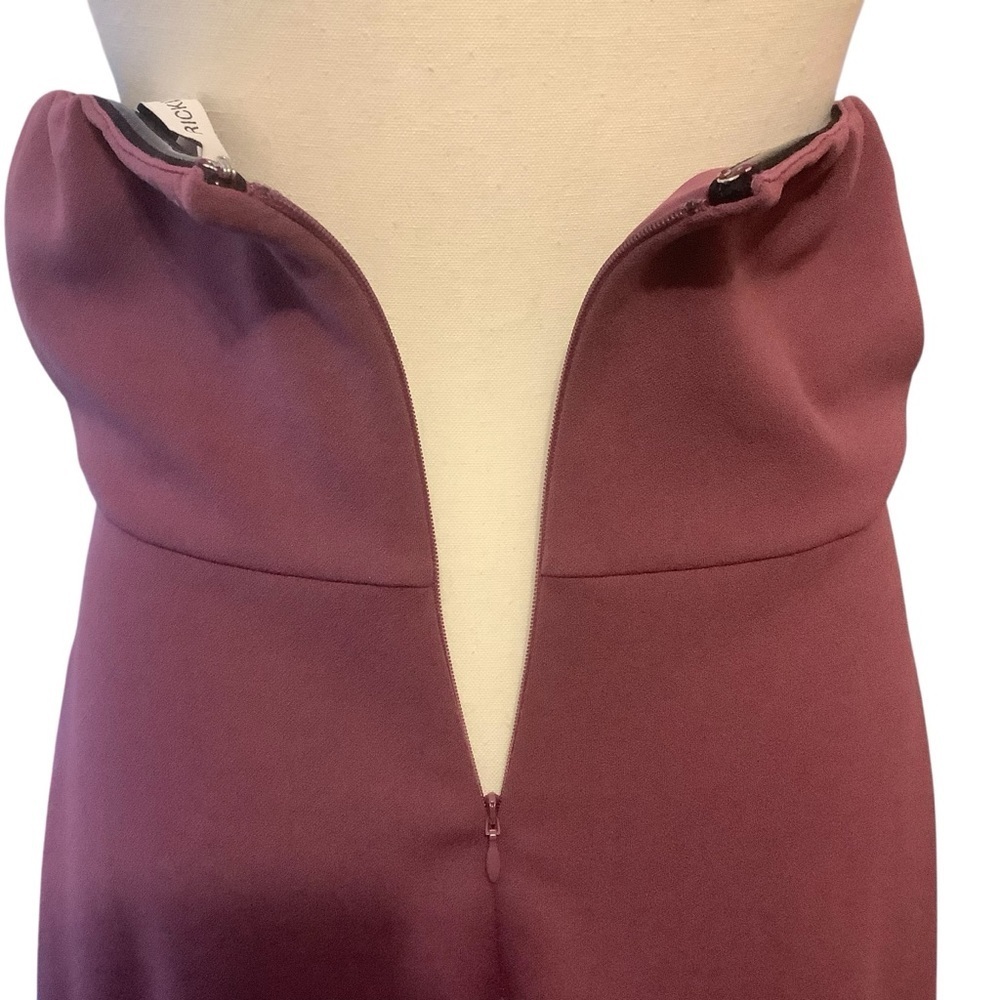 RICKI’S NWT MAUVE STRAPLESS DRESS WITH A CASCADING RUFFLE SLIT/ Size 8 - Picture 7 of 15